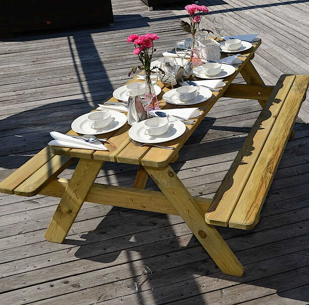 Wooden Outdoor Garden Picnic Table 'Athina'